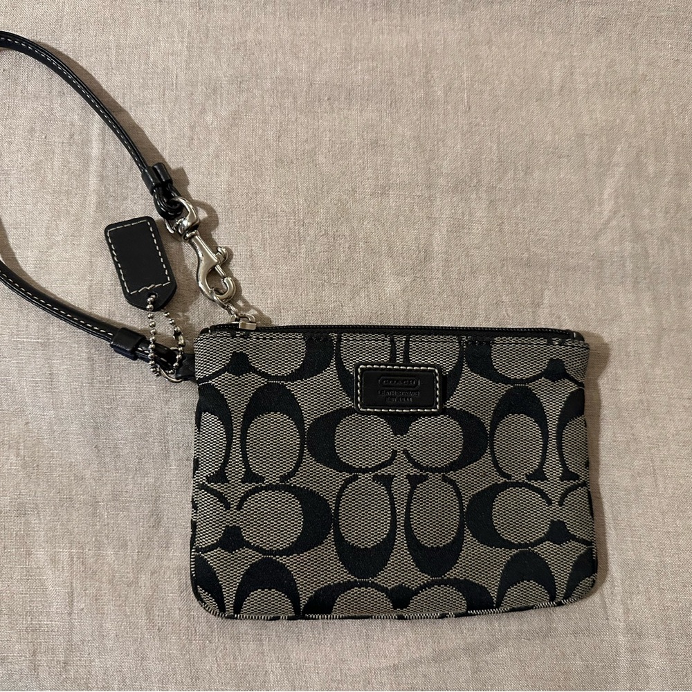 Coach Signature Black and Gray Wristlet
